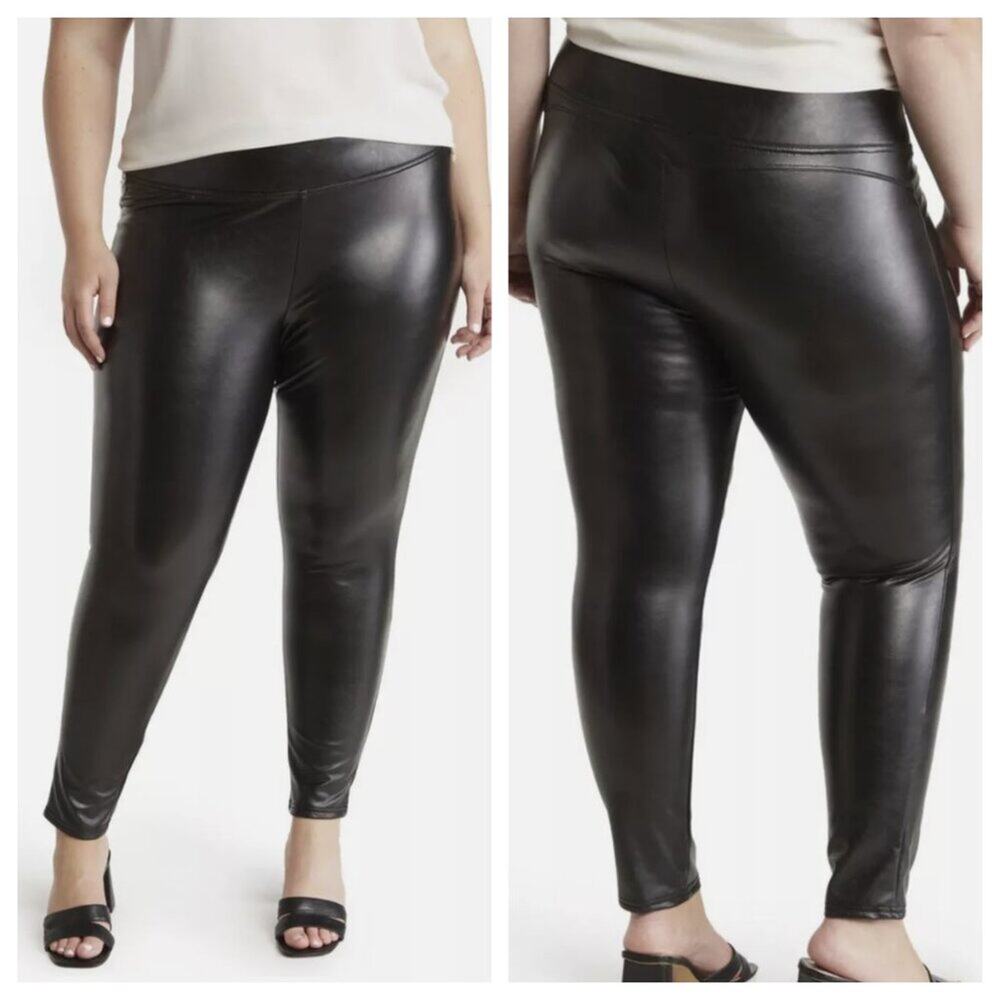 1.STATE Women's Faux Leather Leggings Black Size 2X
